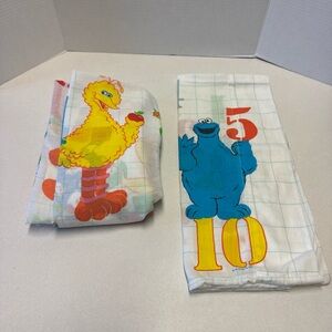 Vintage 80’s Sesame Street Number Twin Fitted Sheet & Pillowcase Big Bird Number